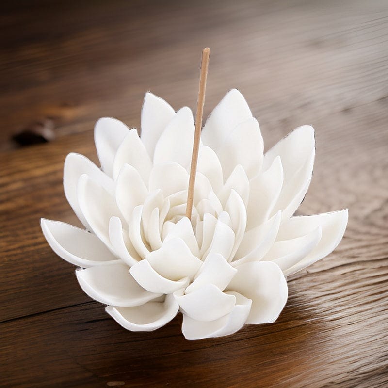 TEA TIME ESSENTIALS INCENSE BURNERS Lotus / L Lotus White Porcelain Incense Burner