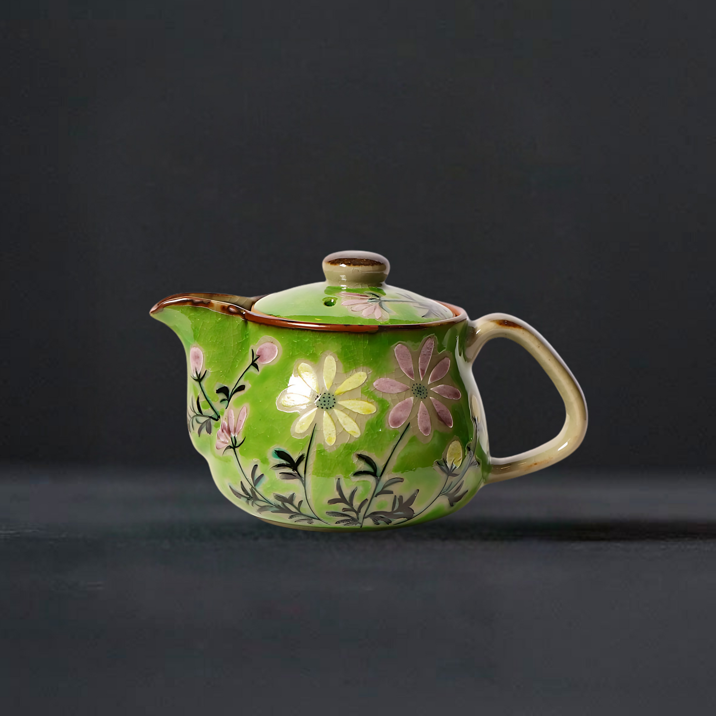 Ceramic Blossom Harmony Kutani Hand-Painted Teapot