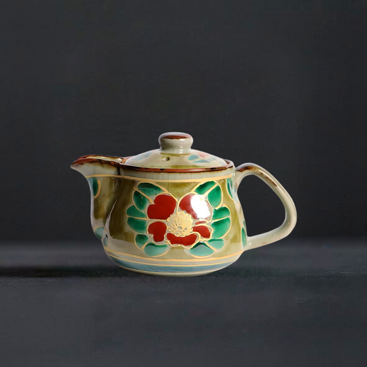 Ceramic Blossom Harmony Kutani Hand-Painted Teapot