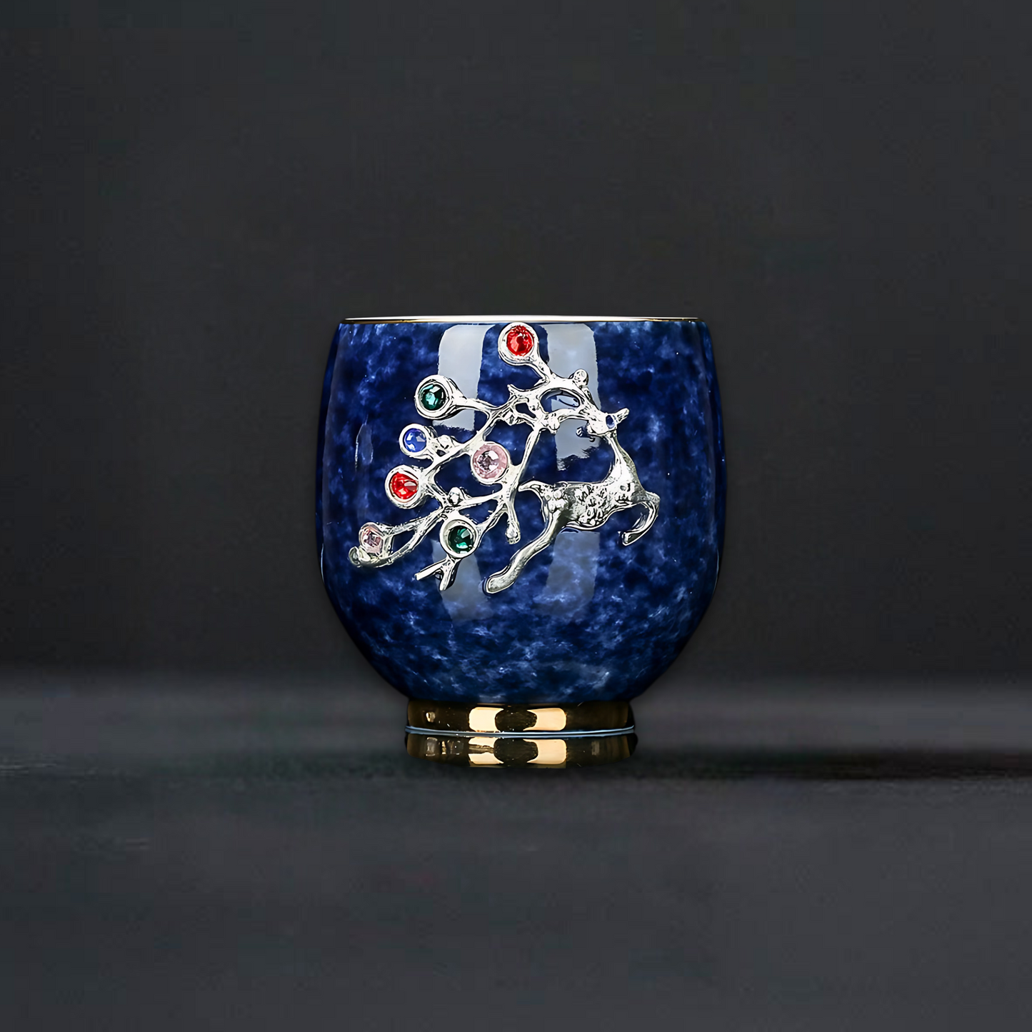 Azure Elegance Ceramic Silver-Inlaid Teacup Collection