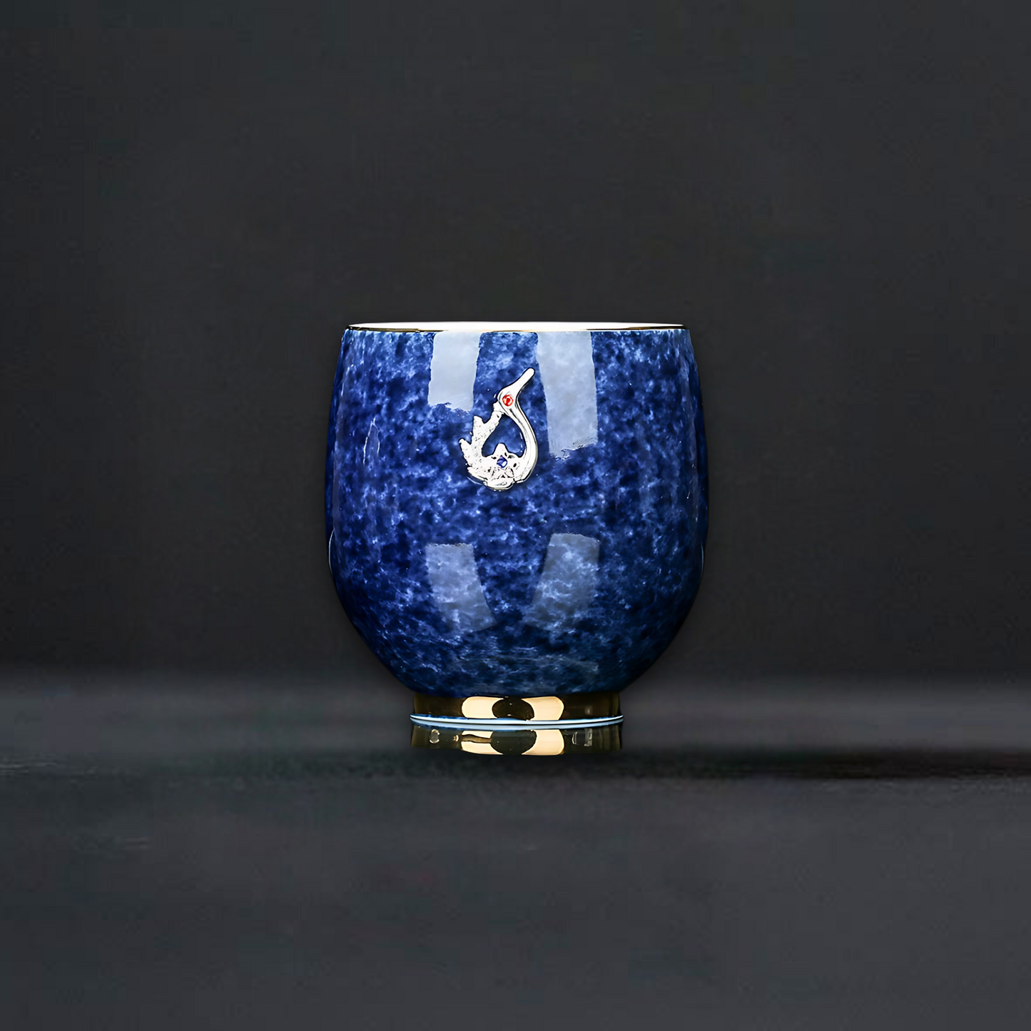 Azure Elegance Ceramic Silver-Inlaid Teacup Collection