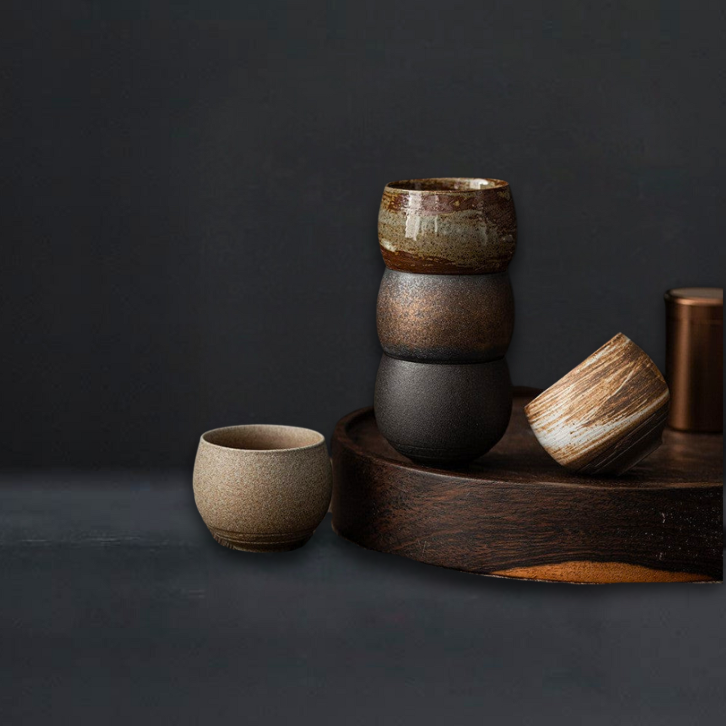 Artisanal Essence Coarse Pottery Tea Cup Set