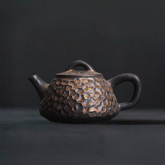 Obsidian Golden Hammer Ceramic Teapot