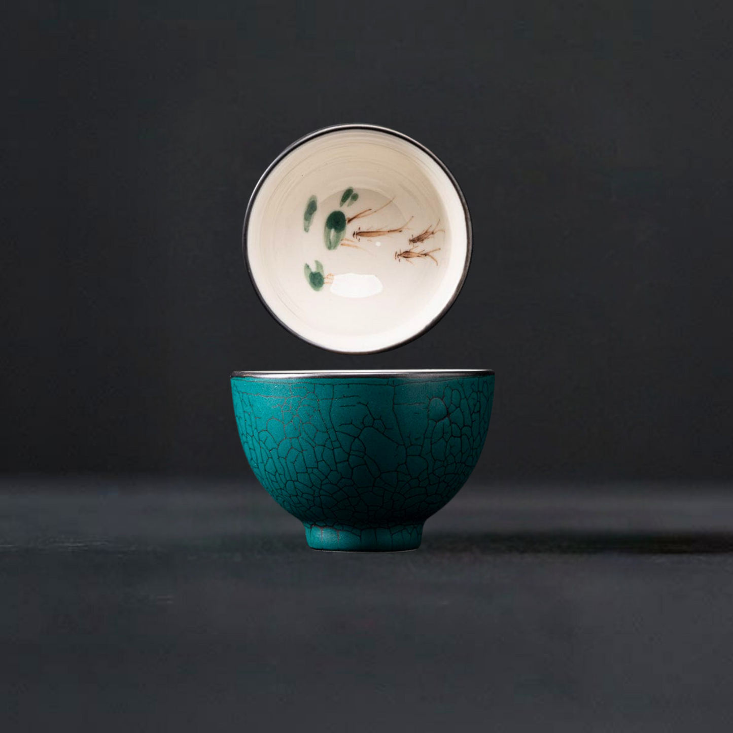 'Artisan's Serenity' Hand-Painted Underglaze Tea Cup