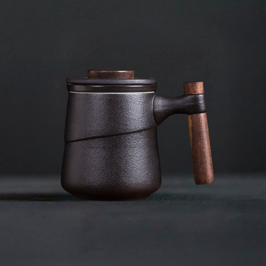 Ceramic Teacup With Wooden Handle