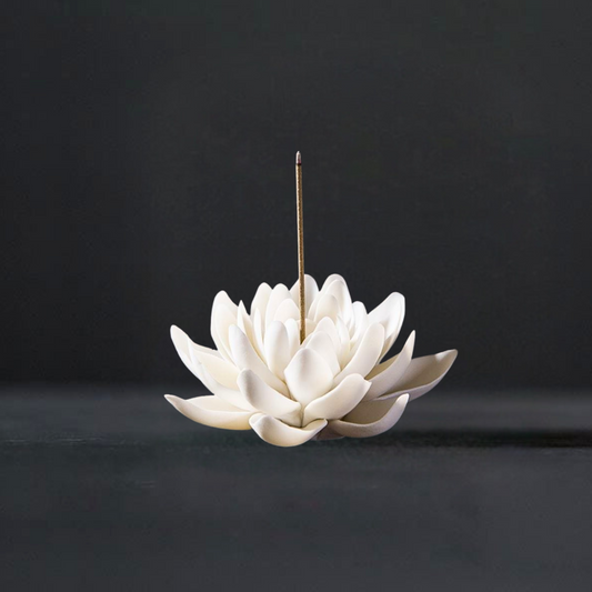 Lotus White Porcelain Incense Burner