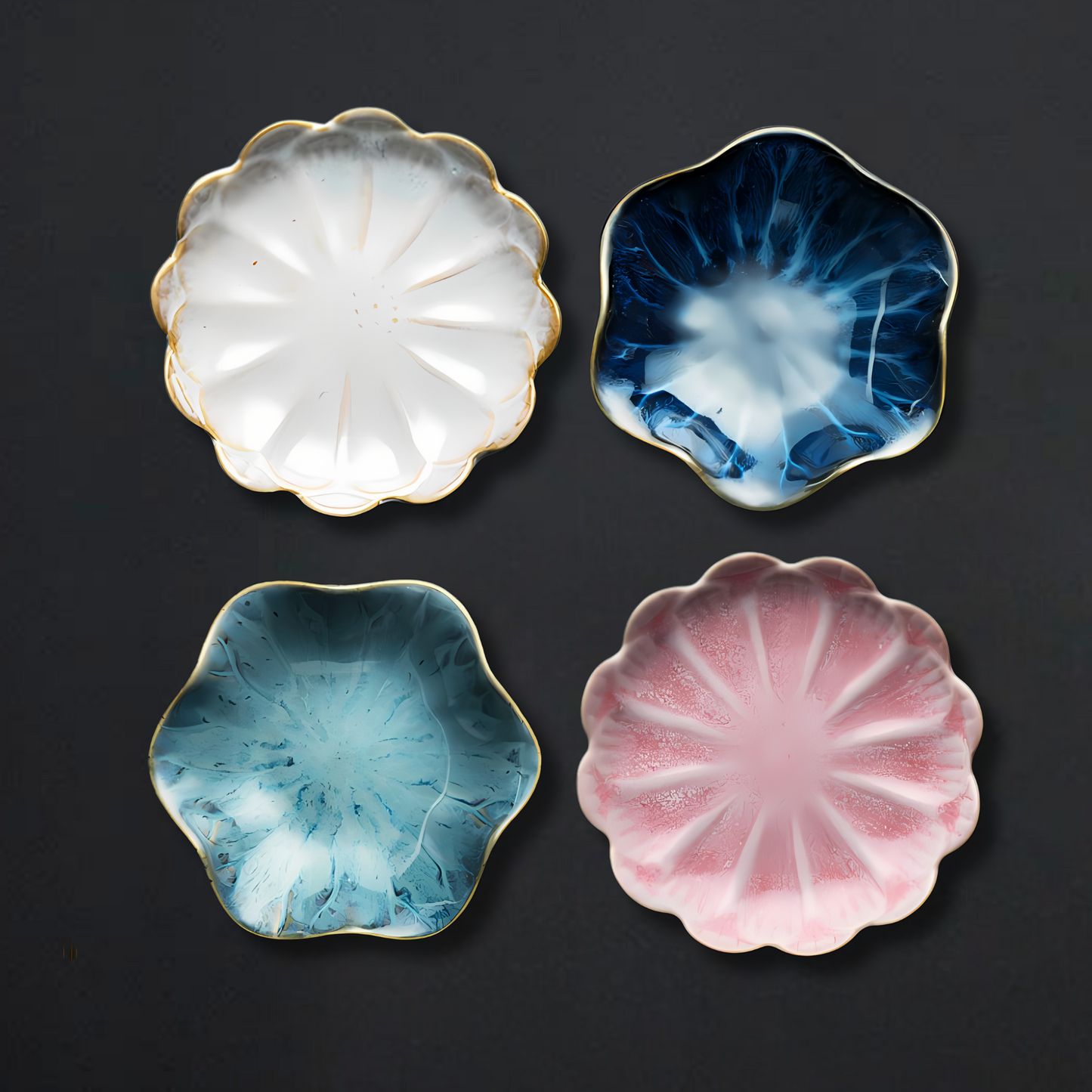 Lotus Leaf and Sunflower Set - Porcelain Tea Coasters