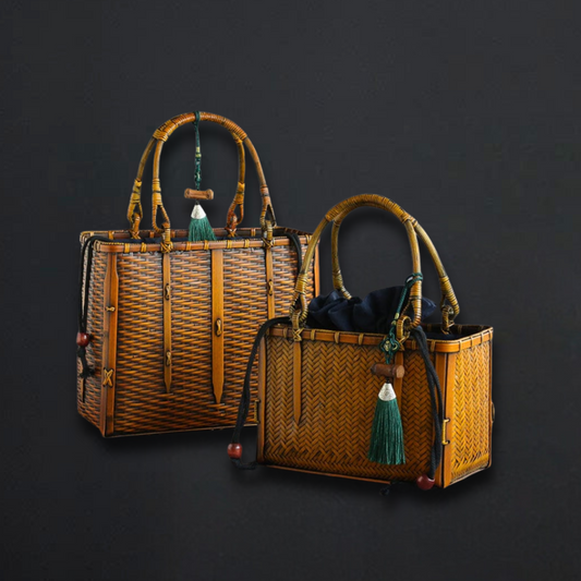 Zen Harmony Bamboo Weave Tea Ceremony Handbag