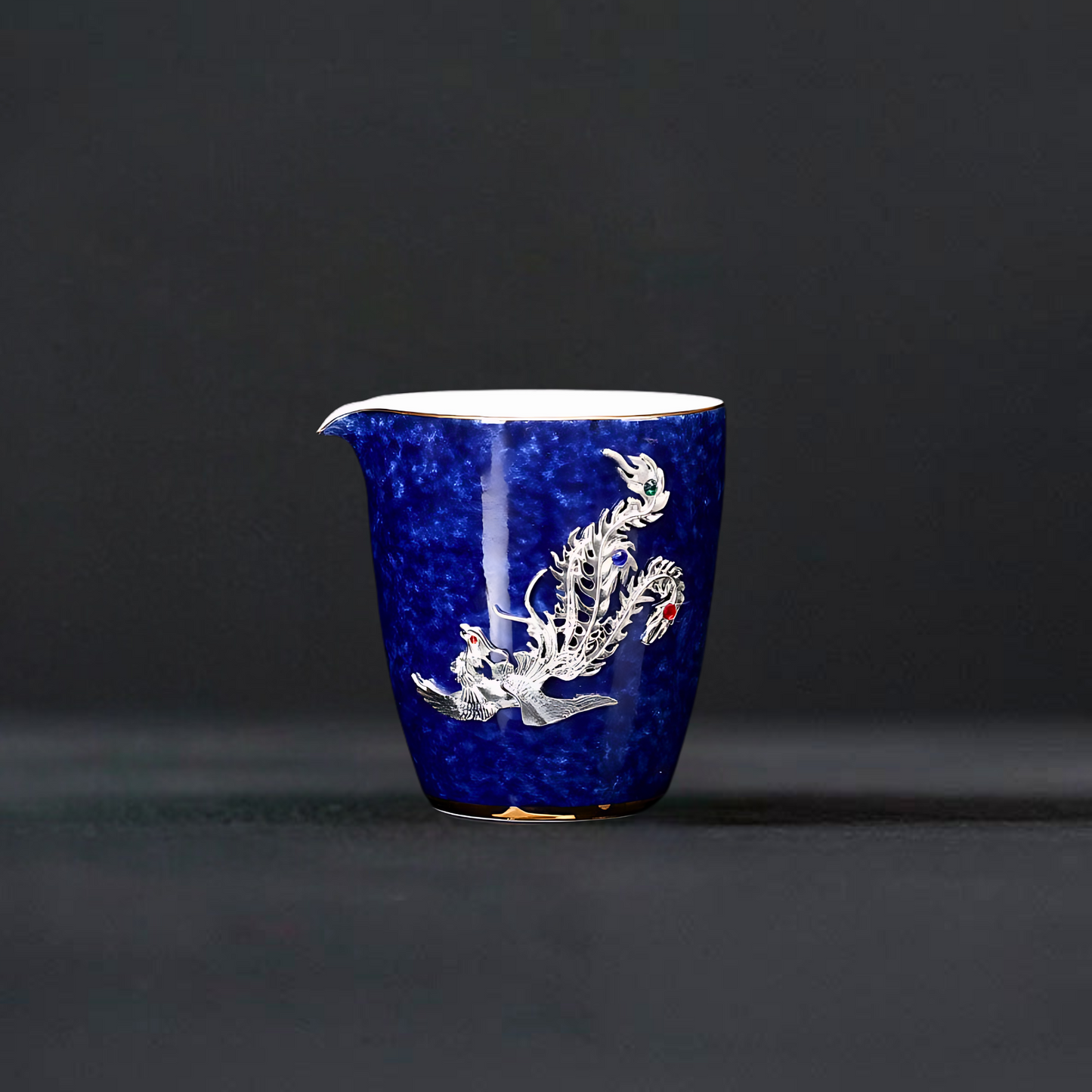 Azure Elegance Ceramic Silver-Inlaid Faircup