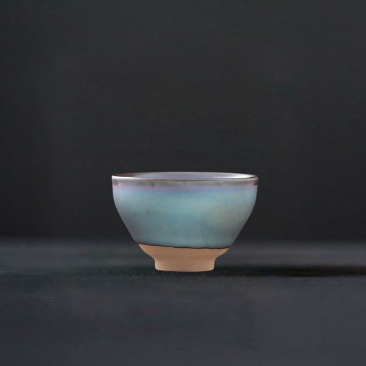 Kiln-Varied Gold Rim Ceramic Tea Cup