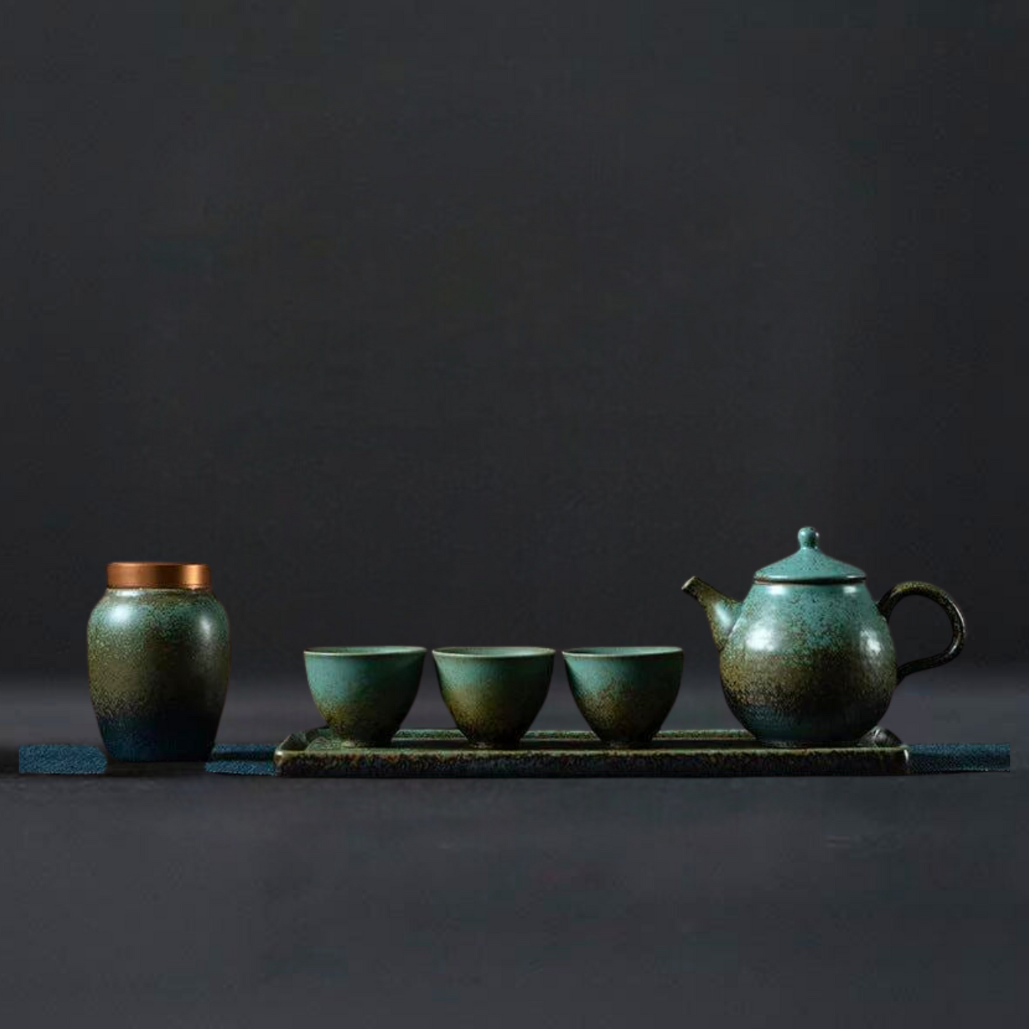 Silver Luster Harmony: Handmade Ceramic Tea Set