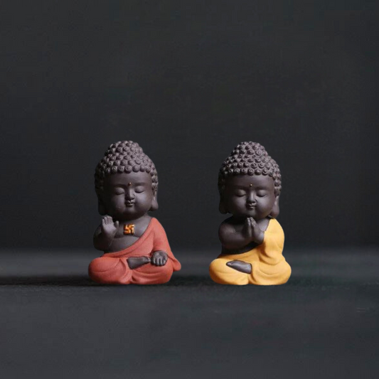 Zen Harmony: Small Buddha Statue Ceramic Purple Sand Tea Pet