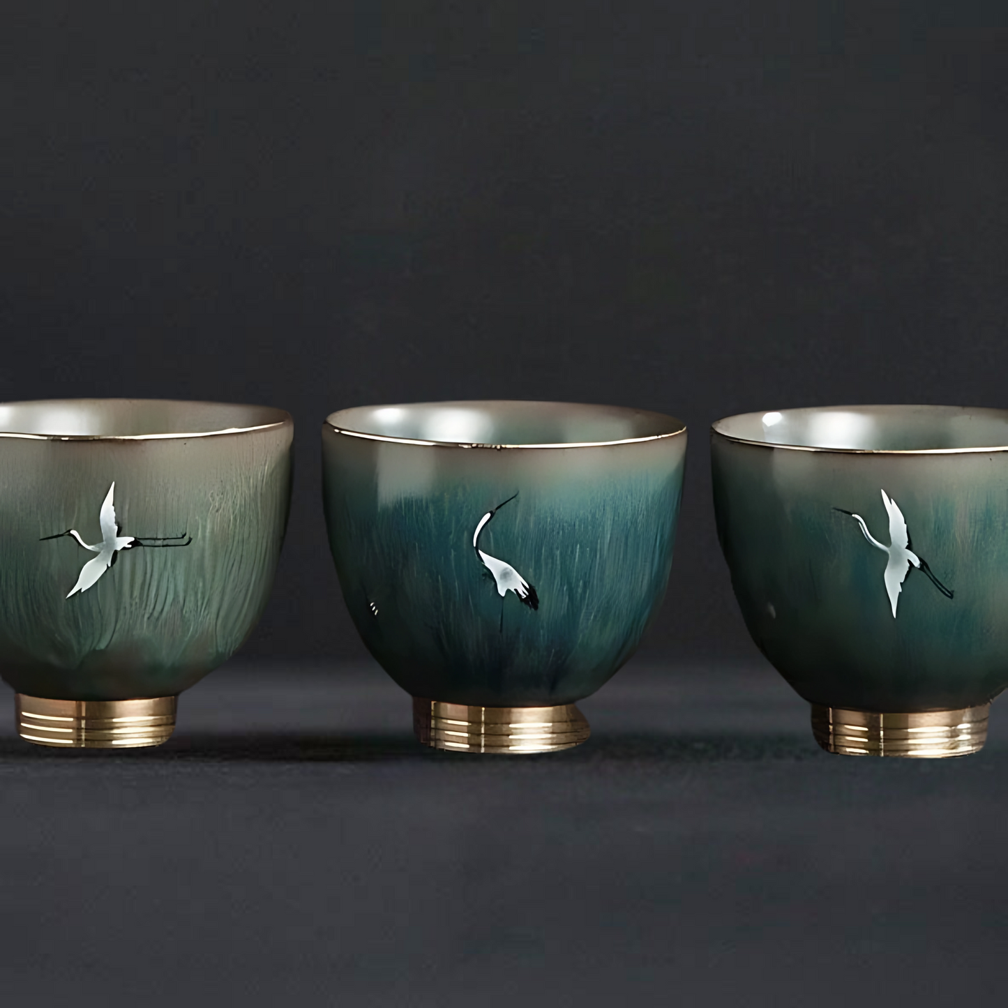 "Crane Serenity" Stoneware Tea Cup Collection