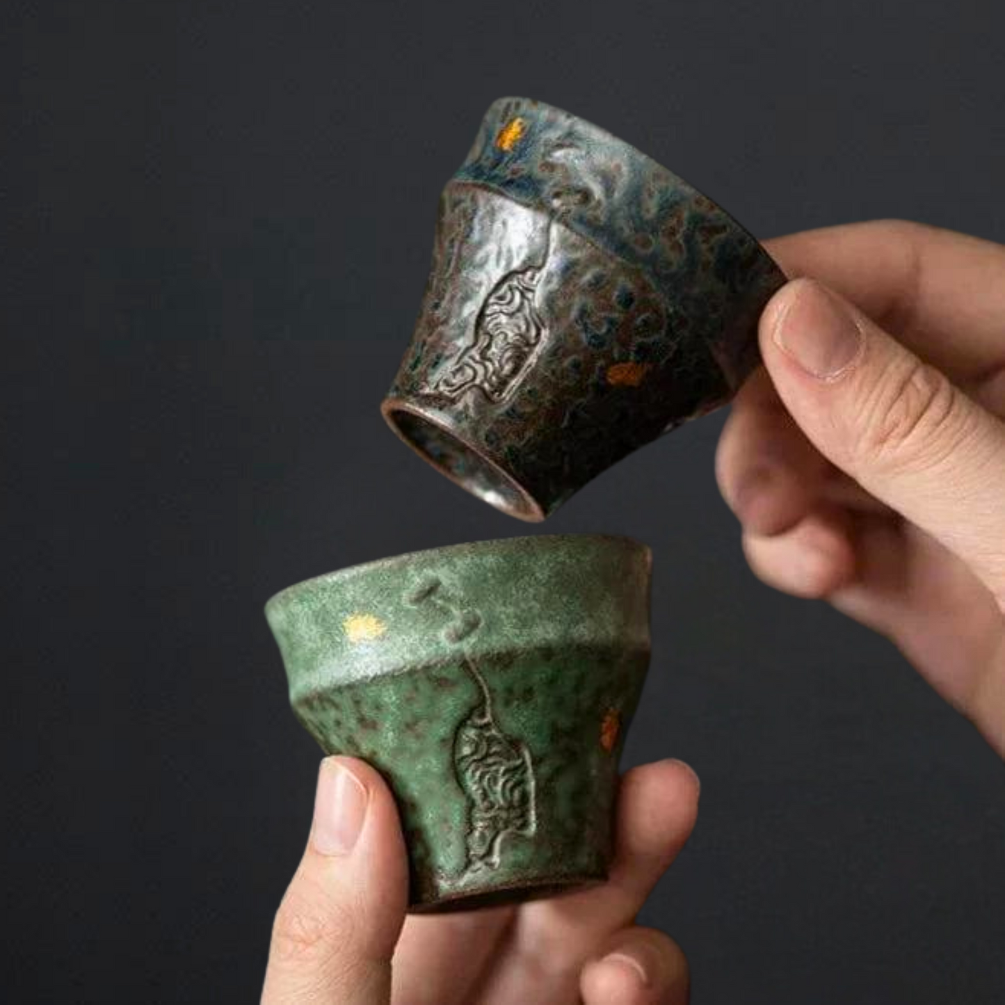 Peacock Blue & Moss Green Nail Cup