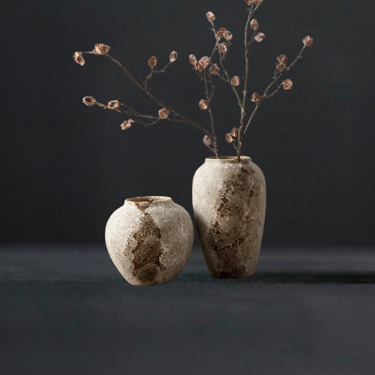 Harmony in Clay: Retro Chinese Stoneware Ceramic Vase Collection