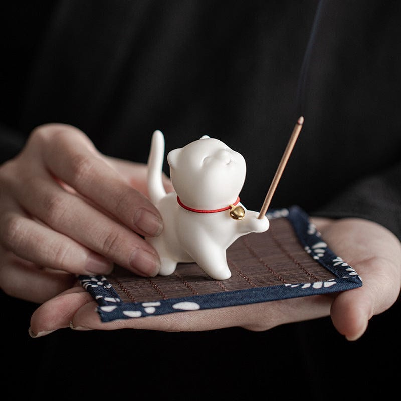 TEA TIME ESSENTIALS ACCESSORIES Forbidden Cat Incense Holder