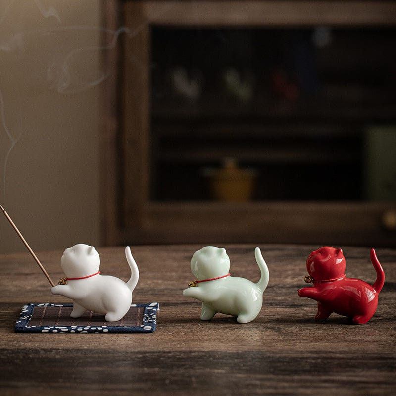 TEA TIME ESSENTIALS ACCESSORIES Forbidden Cat Incense Holder