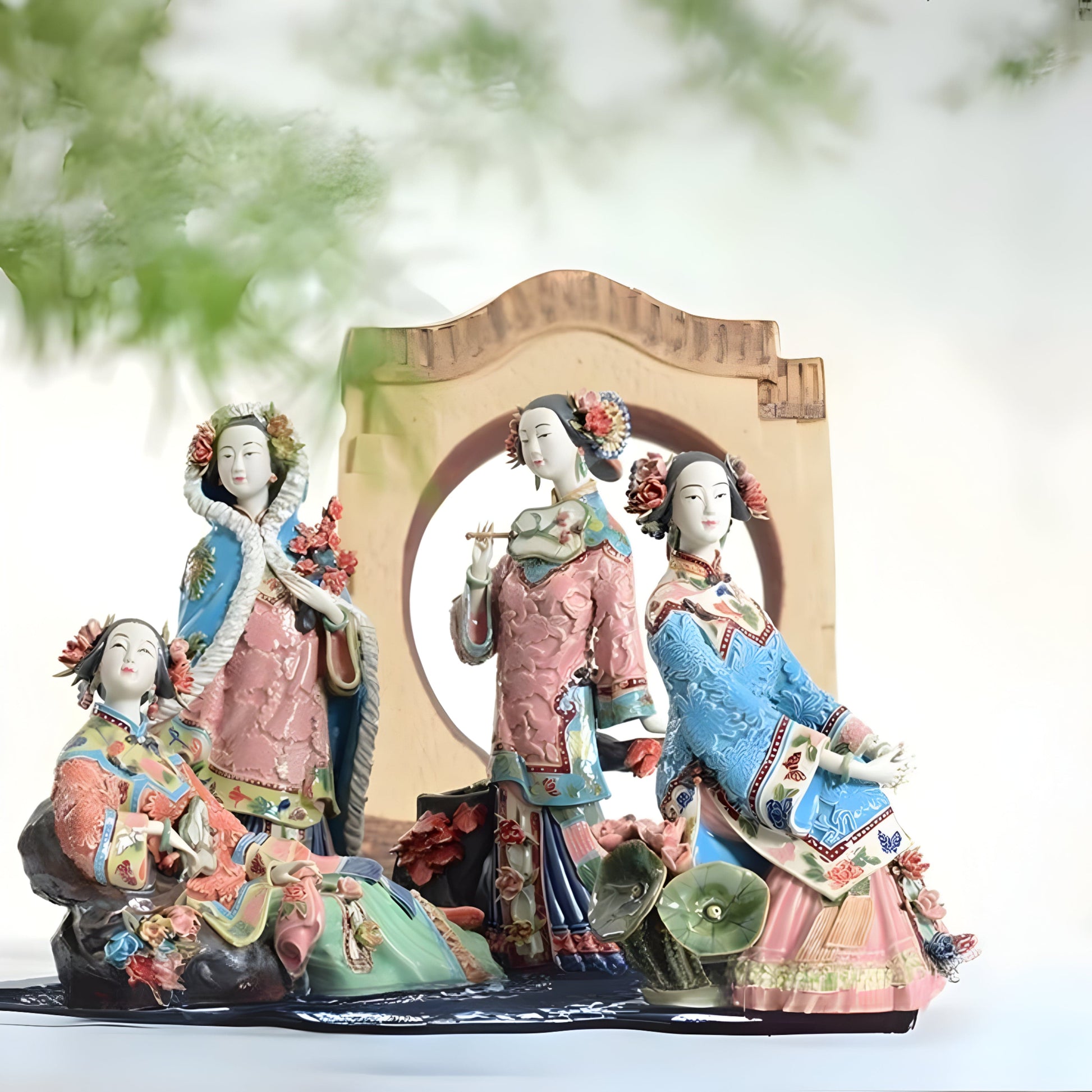 TEA TIME ESSENTIALS ACCESSORIES Four Seasons Seasonal Elegance: Foshan Shiwan Ceramic Doll Collection