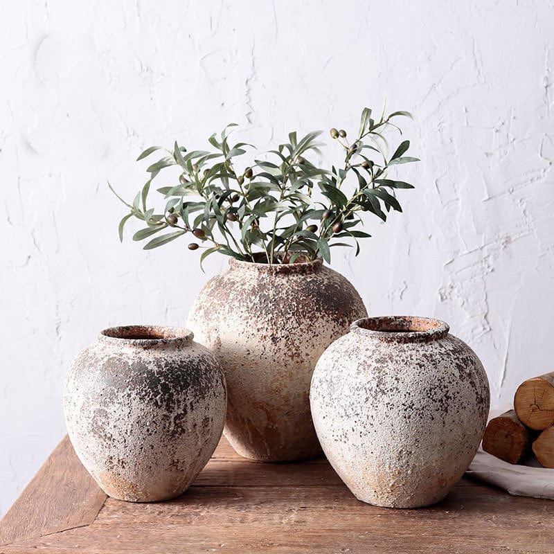 TEA TIME ESSENTIALS HOME DECOR Earthen Elegance: Ceramic Dried Flower Decorative Vase Collection