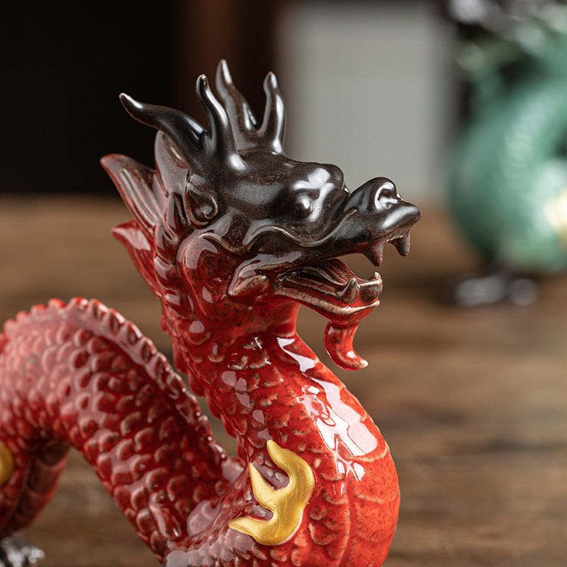 TEA TIME ESSENTIALS HOME DECOR Fortune Dragon Ceramic Guardian