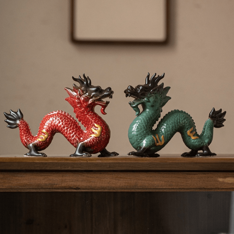 TEA TIME ESSENTIALS HOME DECOR Fortune Dragon Ceramic Guardian