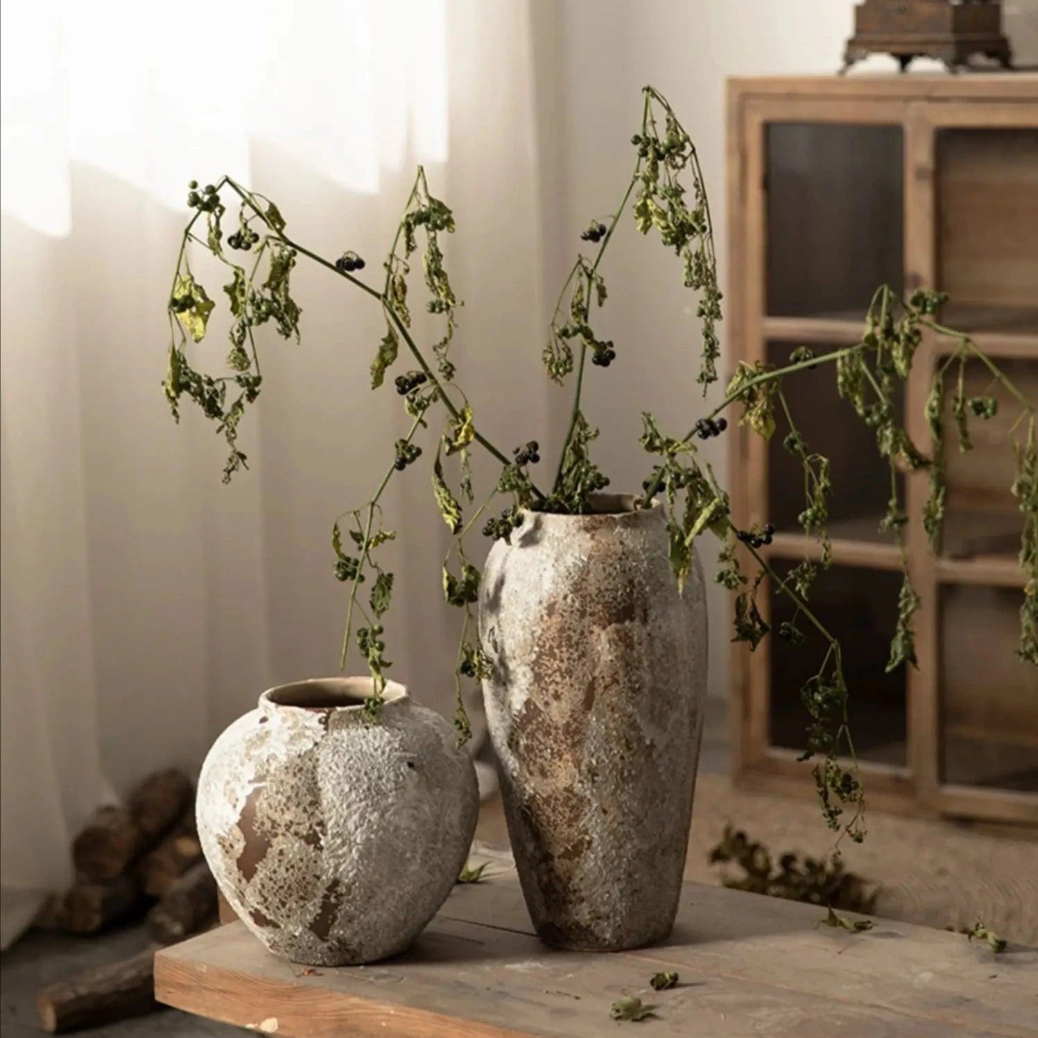 TEA TIME ESSENTIALS HOME DECOR Harmony in Clay: Retro Chinese Stoneware Ceramic Vase Collection