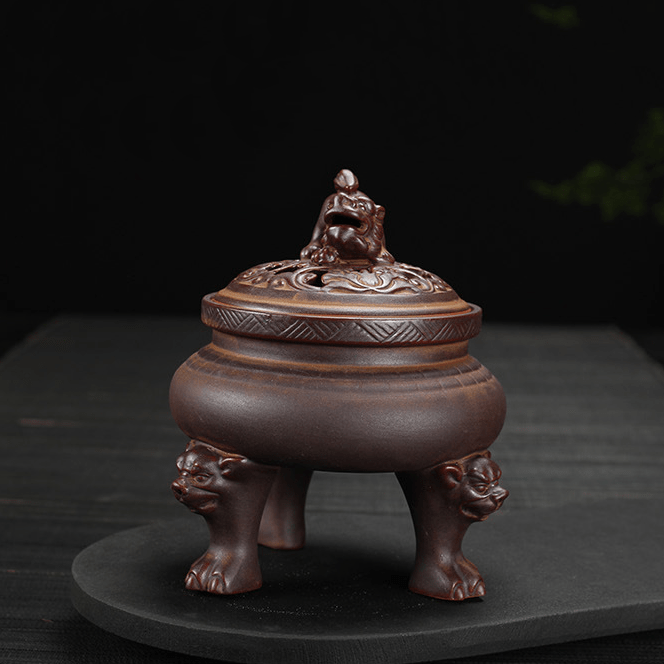 TEA TIME ESSENTIALS INCENSE BURNERS Bronze Lying Lion Backflow Incense Burner