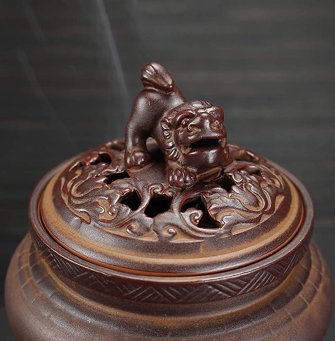 TEA TIME ESSENTIALS INCENSE BURNERS Bronze Lying Lion Backflow Incense Burner