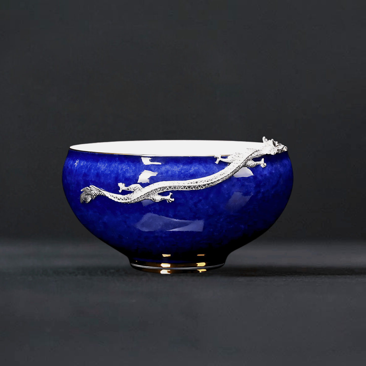 TEA TIME ESSENTIALS TEA A Azure Elegance Ceramic Dragon Tea Wash Bowl