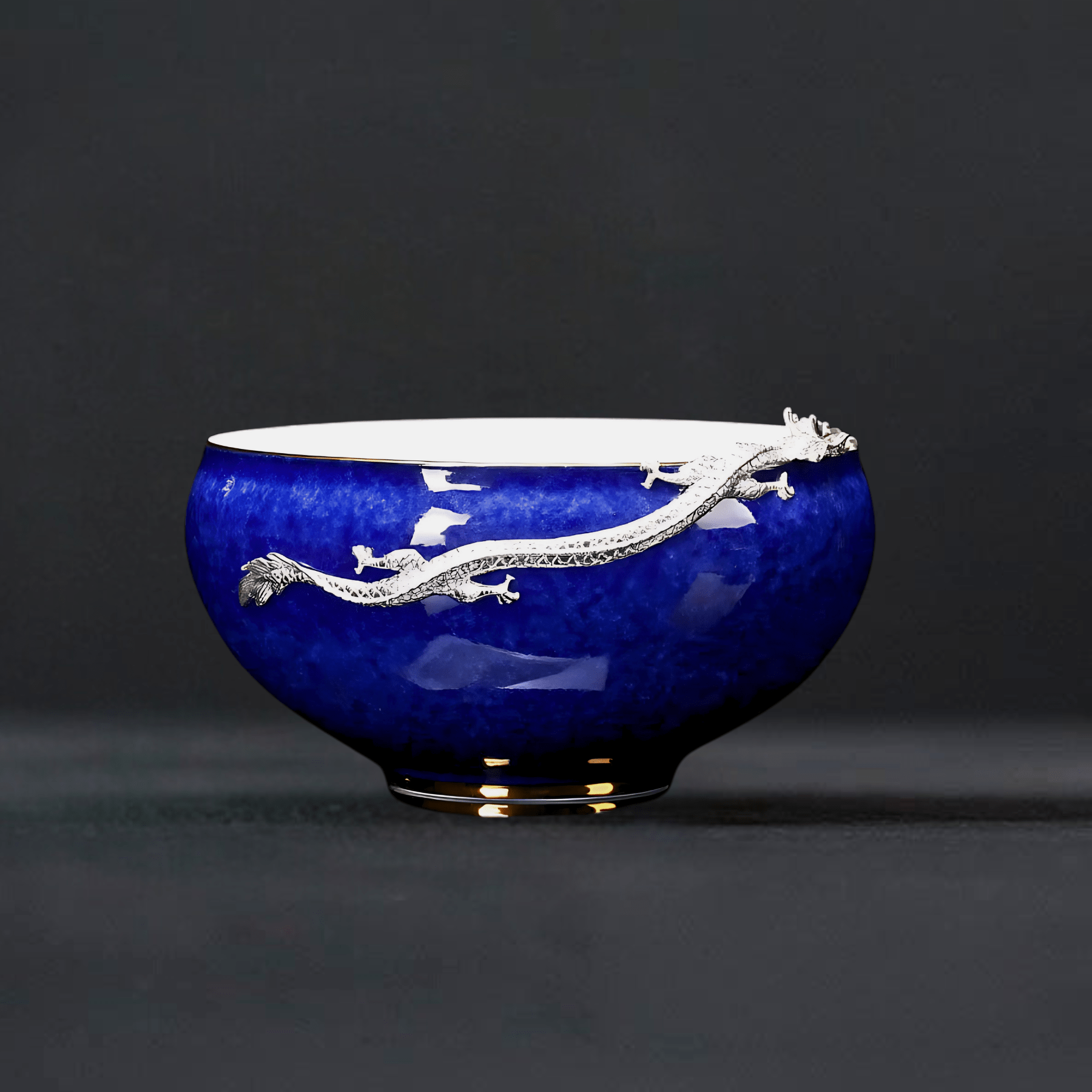 TEA TIME ESSENTIALS TEA A Azure Elegance Ceramic Dragon Tea Wash Bowl