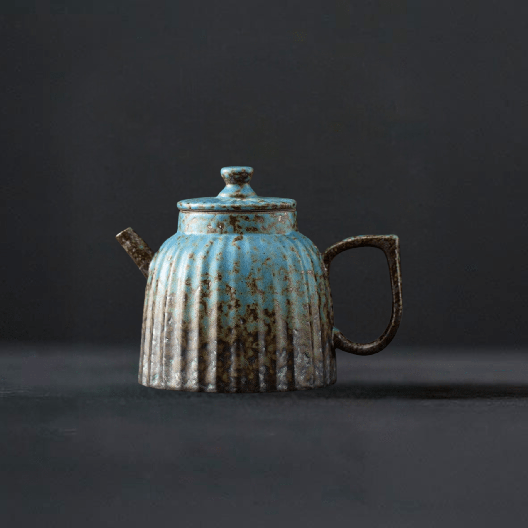 TEA TIME ESSENTIALS TEA Ancient Blue Glaze Retro Gilt Iron Glazed Stoneware Teapot