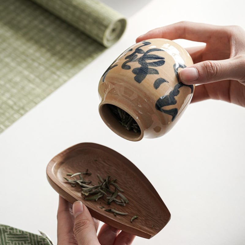 TEA TIME ESSENTIALS TEA Artisan Calligraphy Tea Storage Jar