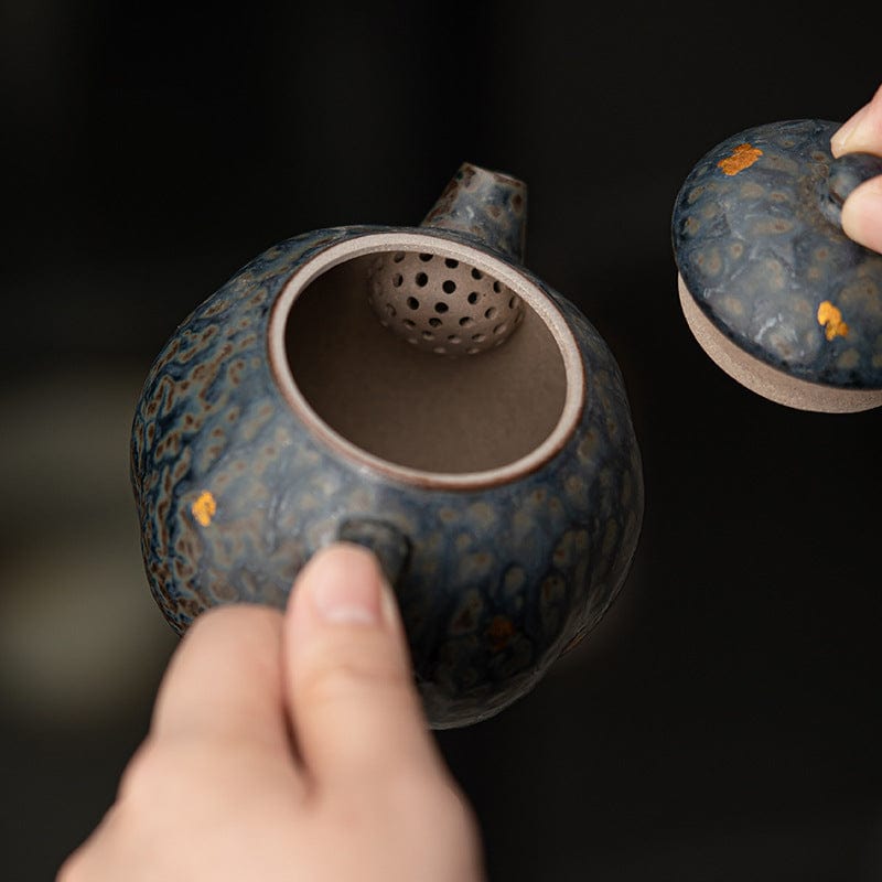 TEA TIME ESSENTIALS TEA Artisanal Stoneware Elegance: Clay-pumpkin Tea Making Pot Collection