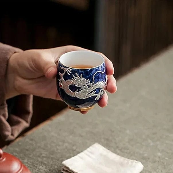 TEA TIME ESSENTIALS TEA Azure Elegance Ceramic Silver-Inlaid Teacup Collection