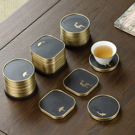 TEA TIME ESSENTIALS TEA Bakelite Copper Collection Tea Cup Coasters