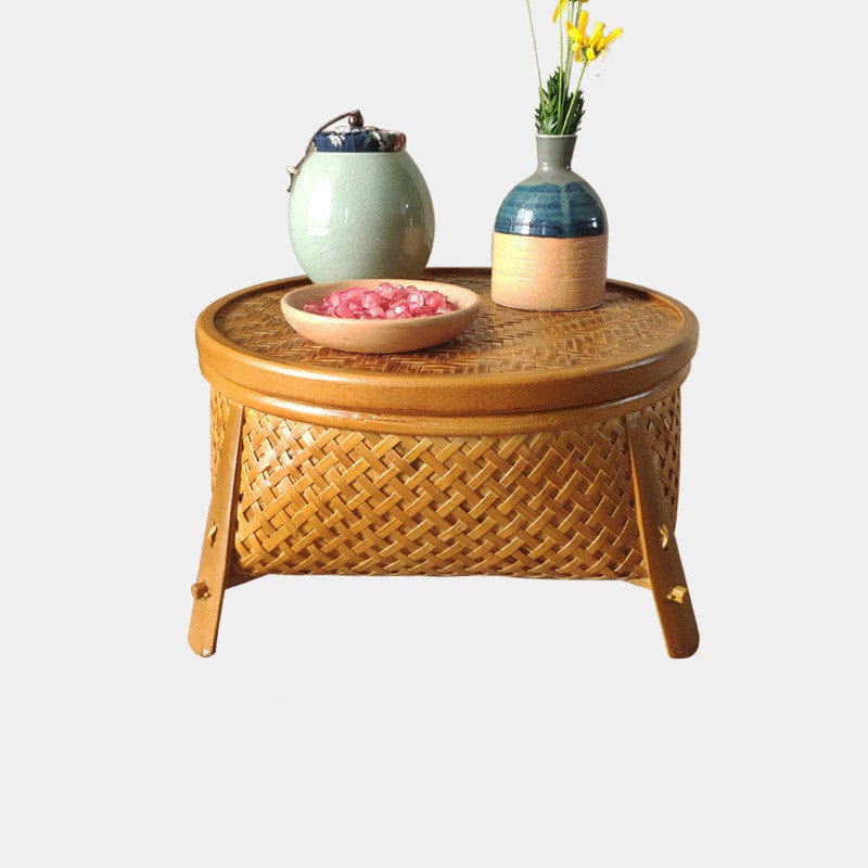 TEA TIME ESSENTIALS TEA Bamboo Yellow / M Vintage Bamboo Craft Tea Tray Storage Basket