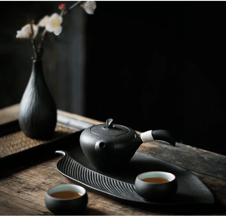 TEA TIME ESSENTIALS TEA Black ArtisanCraft Vintage Ceramic Tea Tray