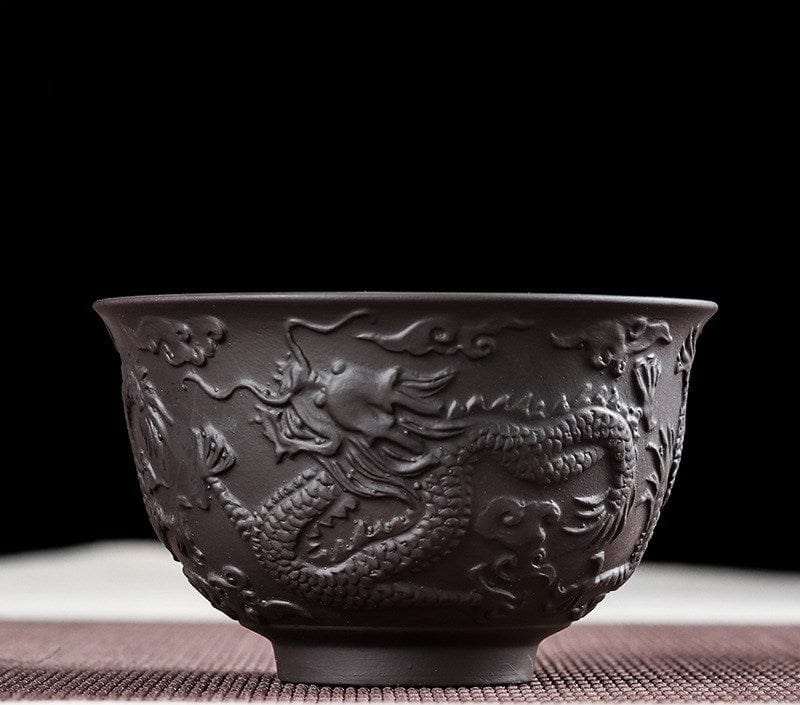 TEA TIME ESSENTIALS TEA Black Imperial Dragon Embossed Purple Sand Tea Bowl