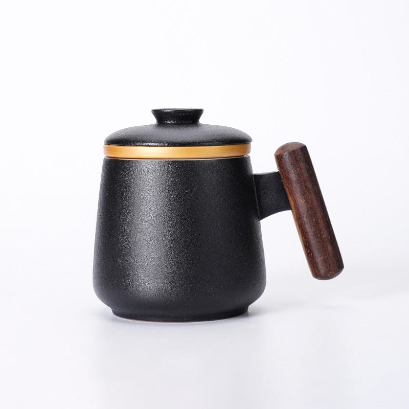 TEA TIME ESSENTIALS TEA Black Radiant Elegance Ceramic Tea Mug with Filter