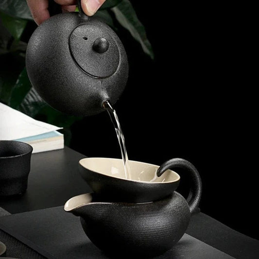 TEA TIME ESSENTIALS TEA Black "Tranquil Elegance" Zen Style Nine-Piece Tea Set