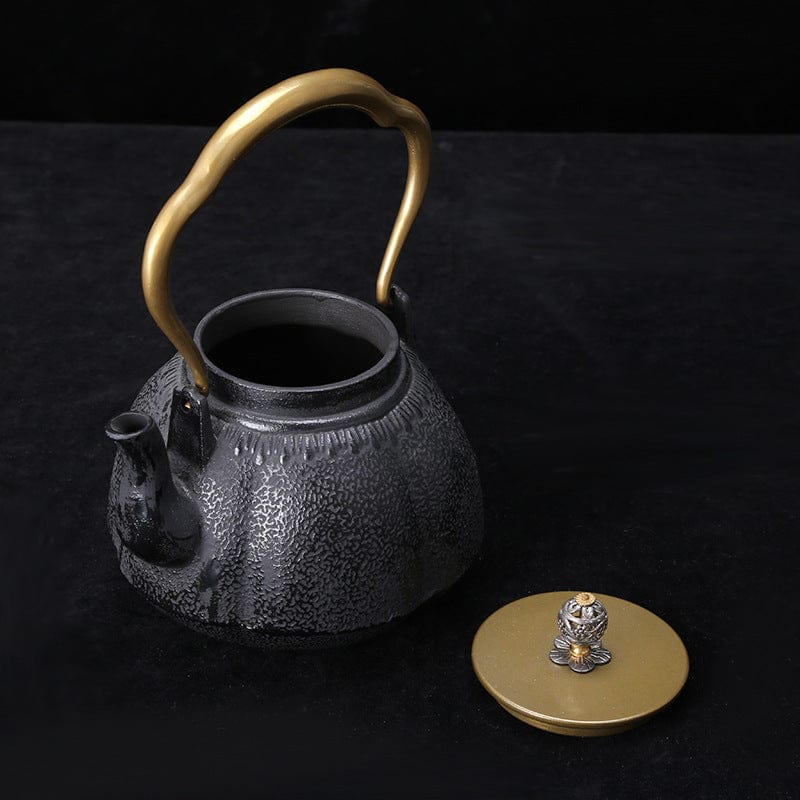 TEA TIME ESSENTIALS TEA Black Vintage Iron Pumpkin Tea Pot