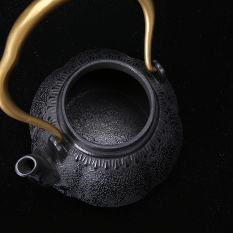 TEA TIME ESSENTIALS TEA Black Vintage Iron Pumpkin Tea Pot