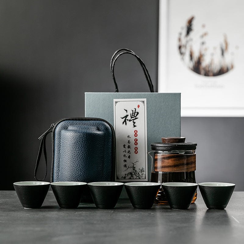 TEA TIME ESSENTIALS TEA Black Wanderlust Glass Kung Fu Teapot Set