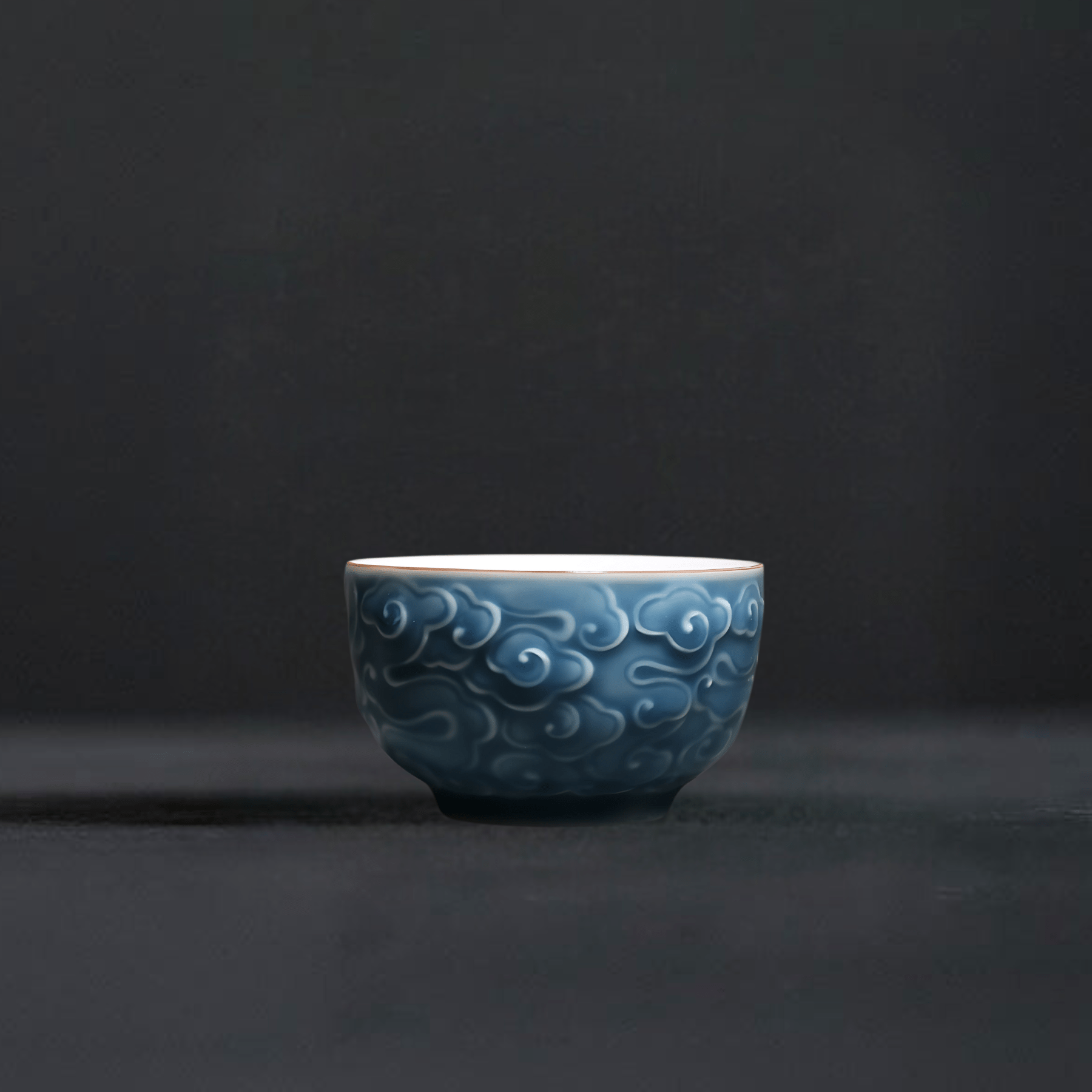 TEA TIME ESSENTIALS TEA Blue Cloud Motif Embossed Ceramic Tea Cup