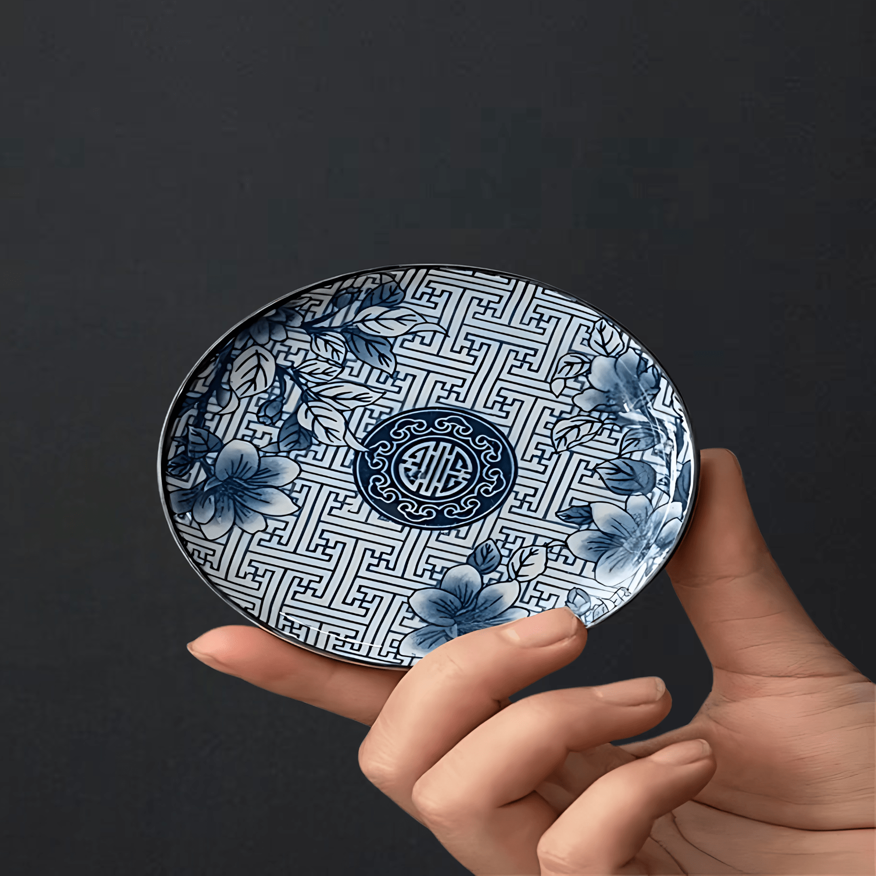 TEA TIME ESSENTIALS TEA Blue Horizon Floral Coaster Set: Exquisite Household Tea Mat