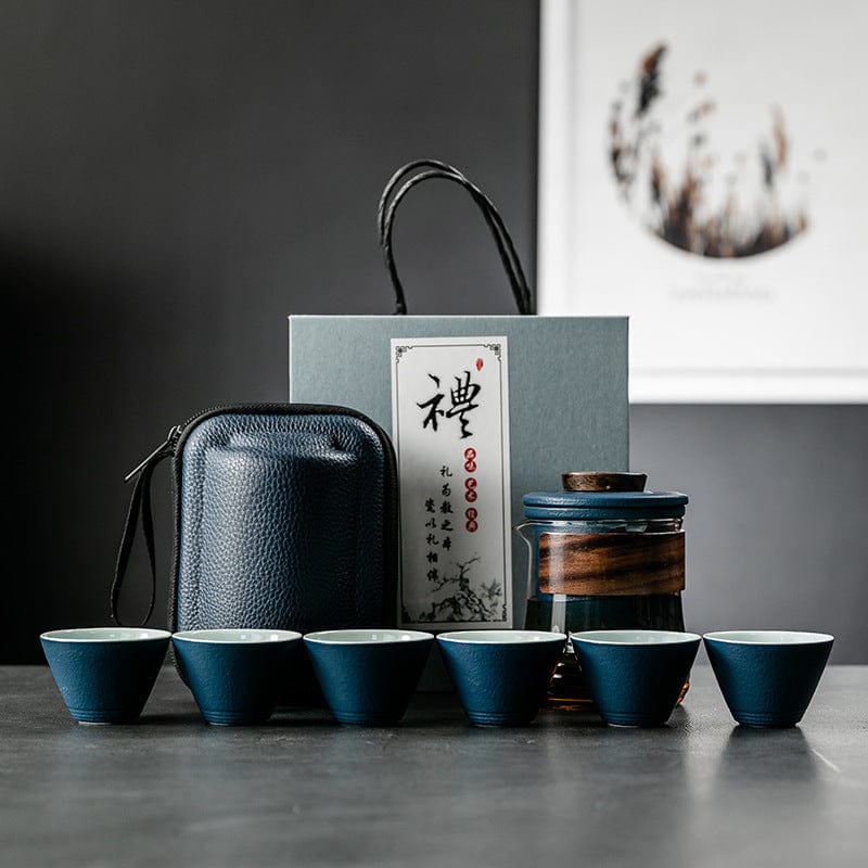 TEA TIME ESSENTIALS TEA Blue Wanderlust Glass Kung Fu Teapot Set