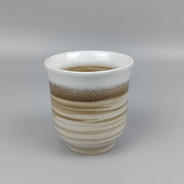 TEA TIME ESSENTIALS TEA Brown White Vintage Gradient Tea Cups - Handcrafted Japanese Coarse Pottery Collection