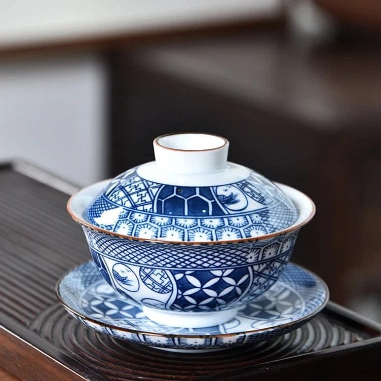 TEA TIME ESSENTIALS TEA Calm and Calm Blue and White Harmony Gaiwan Collection