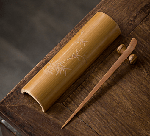 TEA TIME ESSENTIALS TEA Carved Bamboo Tranquil Bamboo Harmony Tea Scoop Set