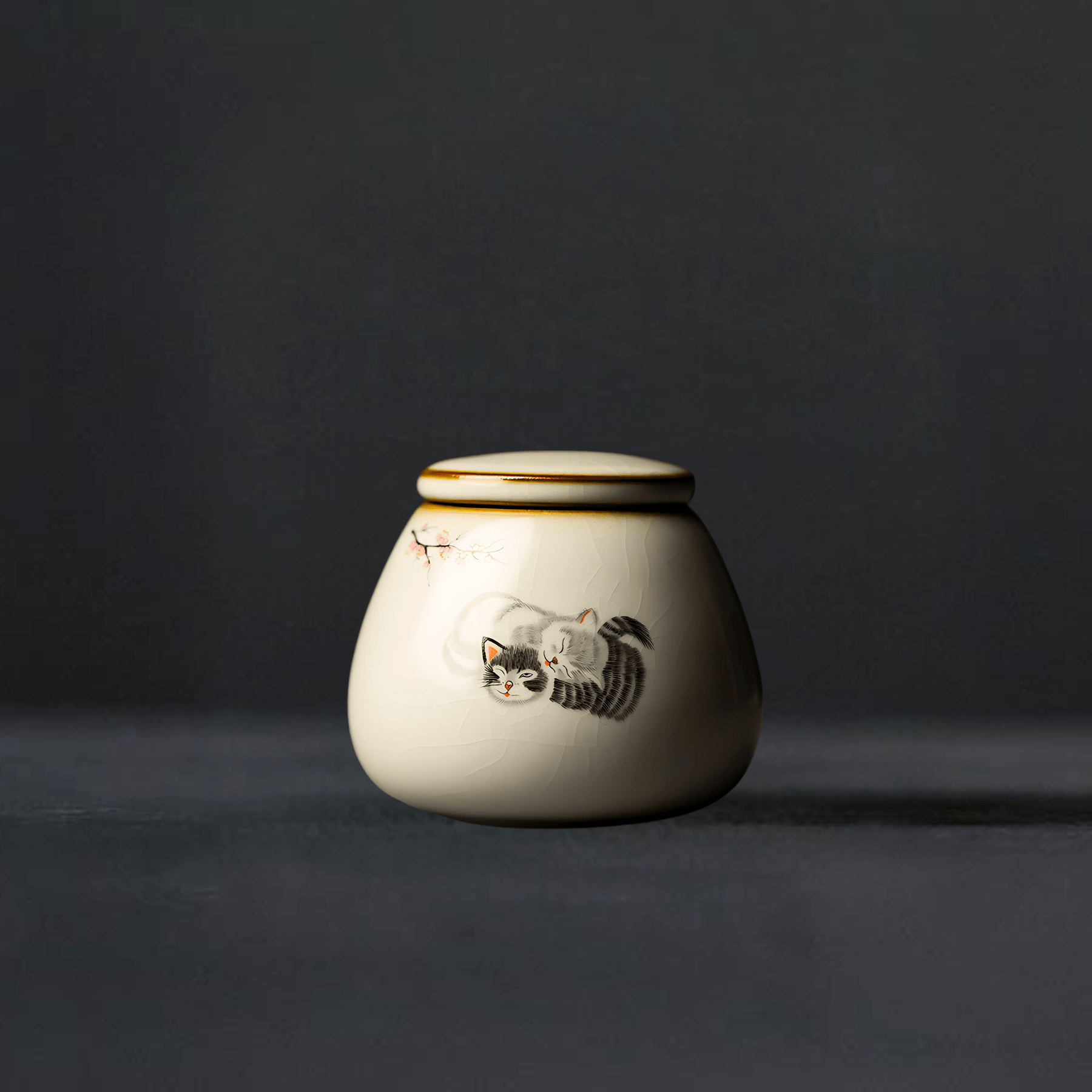 TEA TIME ESSENTIALS TEA Cat Lovers Vintage Ru Porcelain Tea Jar Collection